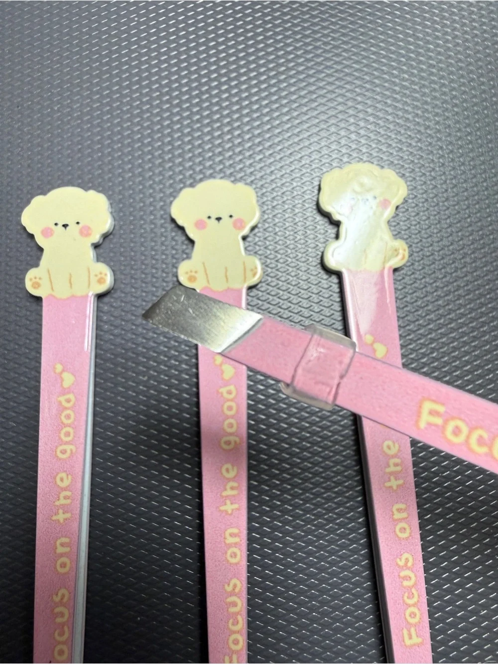 Cute Pink 'Focus on the Good' Tweezer Set